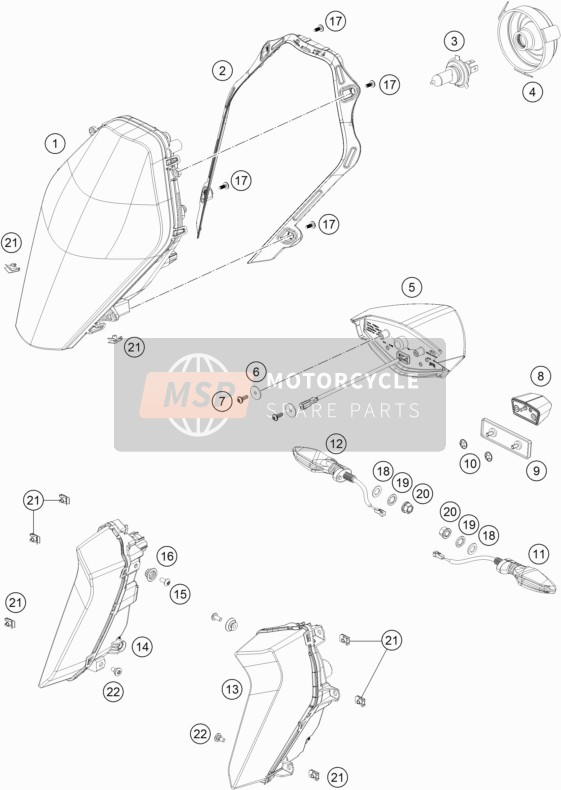 KTM 1290 SUPER DUKE GT GREY ABS USA 2016 Lighting System for a 2016 KTM 1290 SUPER DUKE GT GREY ABS USA