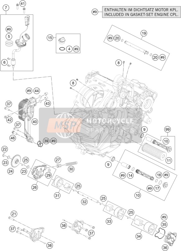 KTM 1290 SUPER DUKE GT GREY ABS USA 2016 Lubricating System for a 2016 KTM 1290 SUPER DUKE GT GREY ABS USA