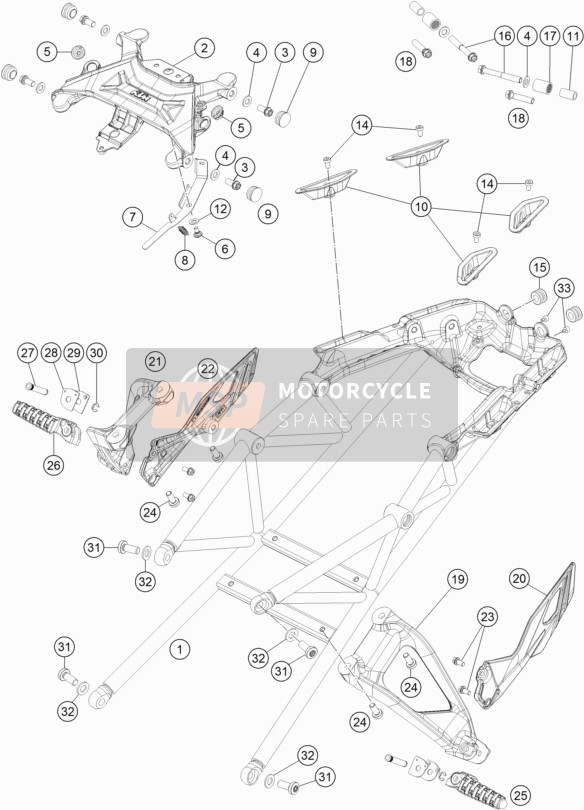 KTM 1290 SUPER DUKE GT GREY ABS Europe 2016 Subframe for a 2016 KTM 1290 SUPER DUKE GT GREY ABS Europe
