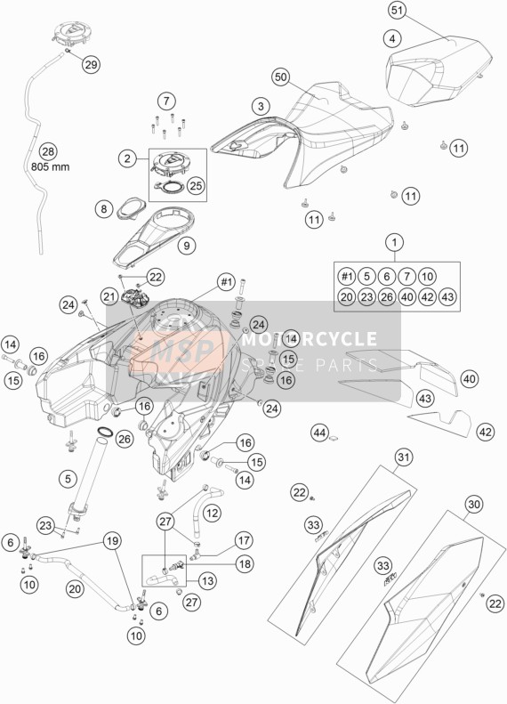 KTM 1290 SUPER DUKE GT GREY ABS Australia 2016 Tank, Seat for a 2016 KTM 1290 SUPER DUKE GT GREY ABS Australia