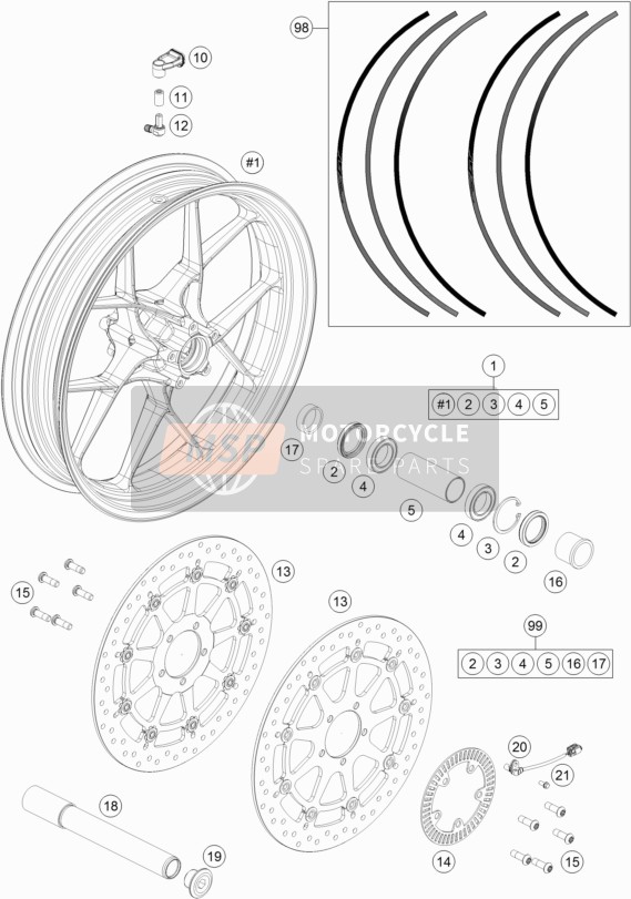 KTM 1290 SUPER DUKE GT OR. ABS Japan 2016 Front Wheel for a 2016 KTM 1290 SUPER DUKE GT OR. ABS Japan