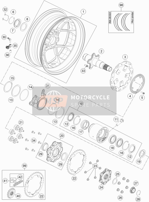 KTM 1290 SUPER DUKE GT OR. ABS Europe 2016 Rear Wheel for a 2016 KTM 1290 SUPER DUKE GT OR. ABS Europe