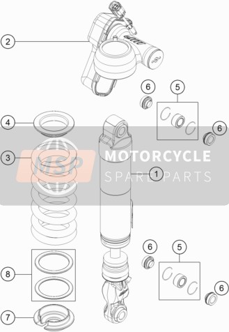 KTM 1290 SUPER DUKE GT OR. ABS Japan 2016 Shock Absorber Disassembled for a 2016 KTM 1290 SUPER DUKE GT OR. ABS Japan