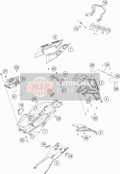 KTM 1290 Super Duke GT, orange USA 2017 Railing achter voor een 2017 KTM 1290 Super Duke GT, orange USA