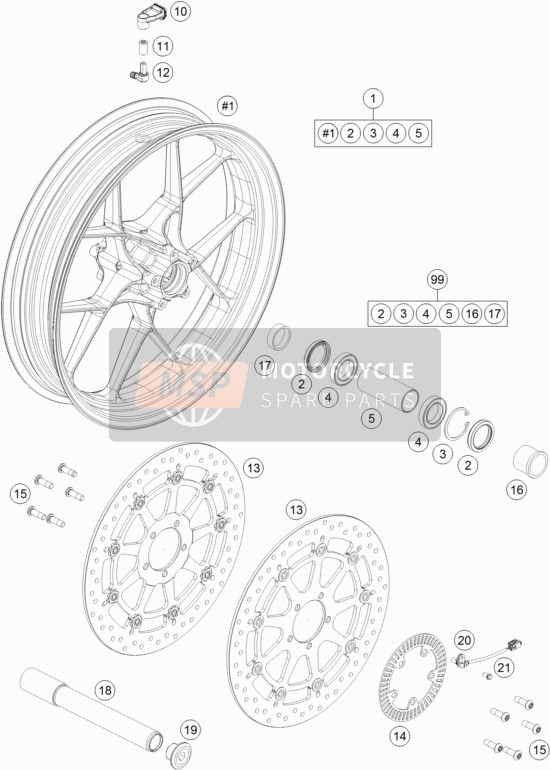 KTM 1290 Super Duke GT, orange USA 2018 Ruota anteriore per un 2018 KTM 1290 Super Duke GT, orange USA