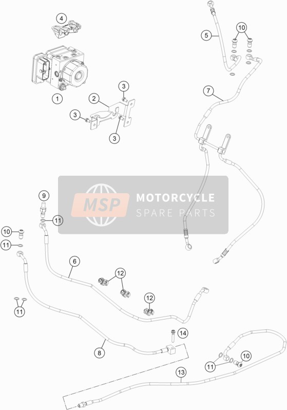 KTM 1290 Super Duke GT, white Japan 2019 Anti-Slotsysteem ABS voor een 2019 KTM 1290 Super Duke GT, white Japan