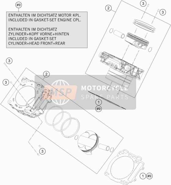 KTM 1290 Super Duke R, white Europe 2018 Cylinder for a 2018 KTM 1290 Super Duke R, white Europe