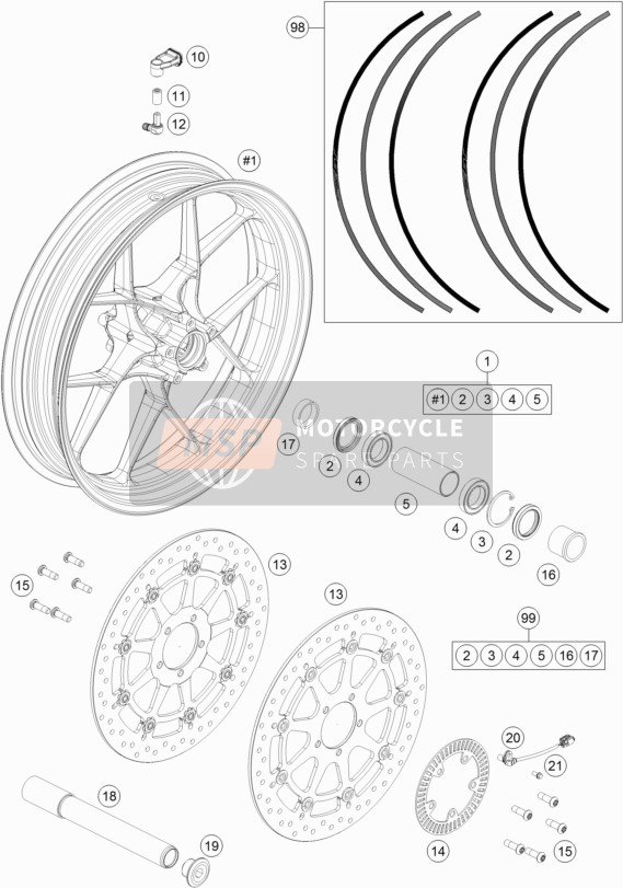 KTM 1290 Super Duke R, white Europe 2018 Front Wheel for a 2018 KTM 1290 Super Duke R, white Europe