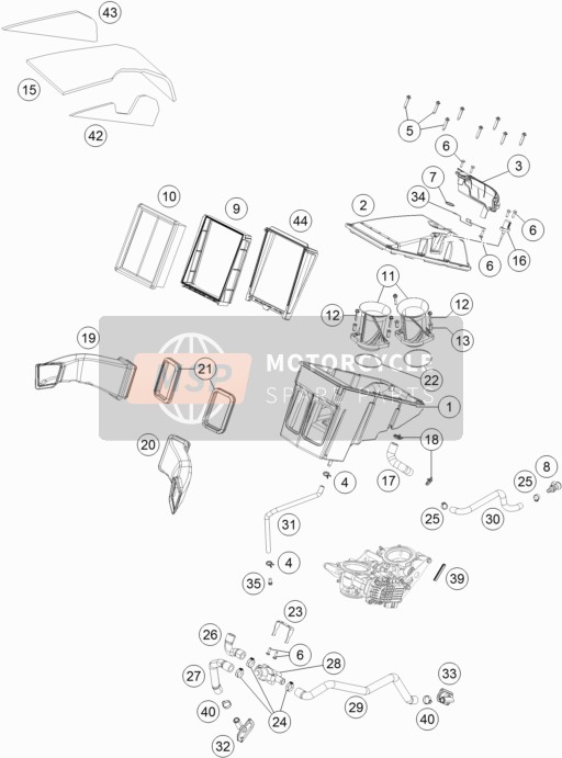 KTM 1290 Super Duke R, white Japan 2019 Filtre à air pour un 2019 KTM 1290 Super Duke R, white Japan