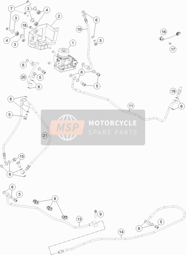 KTM 1290 Super Duke R, white USA 2019 Anti-Slotsysteem ABS voor een 2019 KTM 1290 Super Duke R, white USA