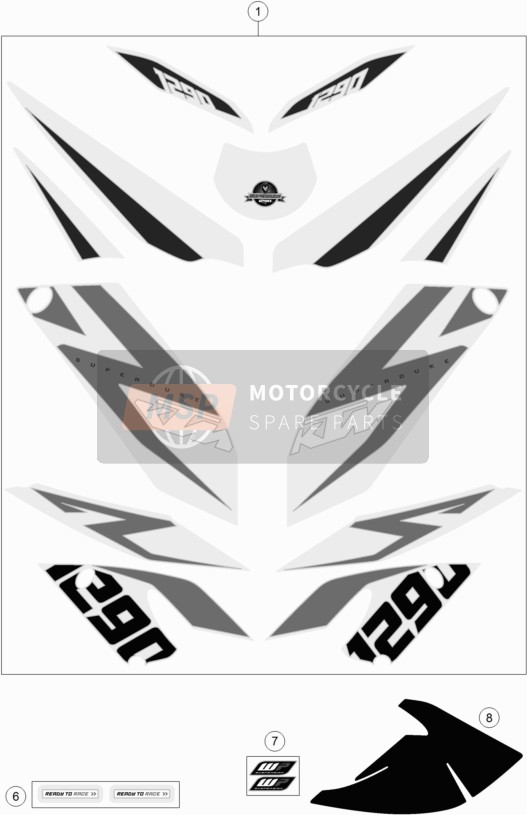 KTM 1290 SUPERDUKE R BLACK ABS Europe 2014 Decal for a 2014 KTM 1290 SUPERDUKE R BLACK ABS Europe