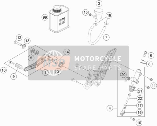 KTM 1290 SUPERDUKE R BLACK ABS France 2014 Commande de frein arrière pour un 2014 KTM 1290 SUPERDUKE R BLACK ABS France