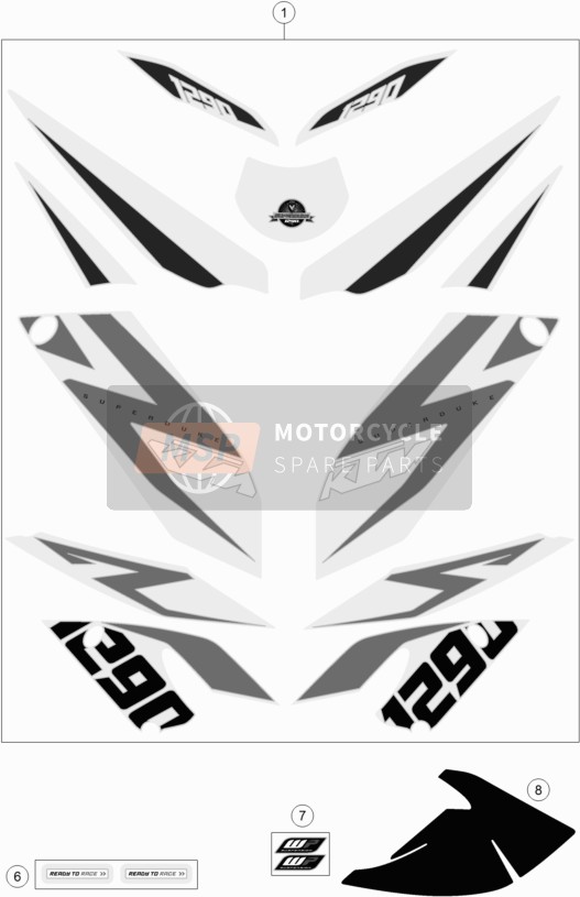 KTM 1290 SUPERDUKE R BLACK ABS Australia 2015 Sticker voor een 2015 KTM 1290 SUPERDUKE R BLACK ABS Australia