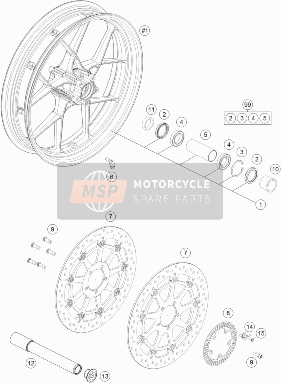 KTM 1290 SUPERDUKE R BLACK ABS France 2015 Front Wheel for a 2015 KTM 1290 SUPERDUKE R BLACK ABS France