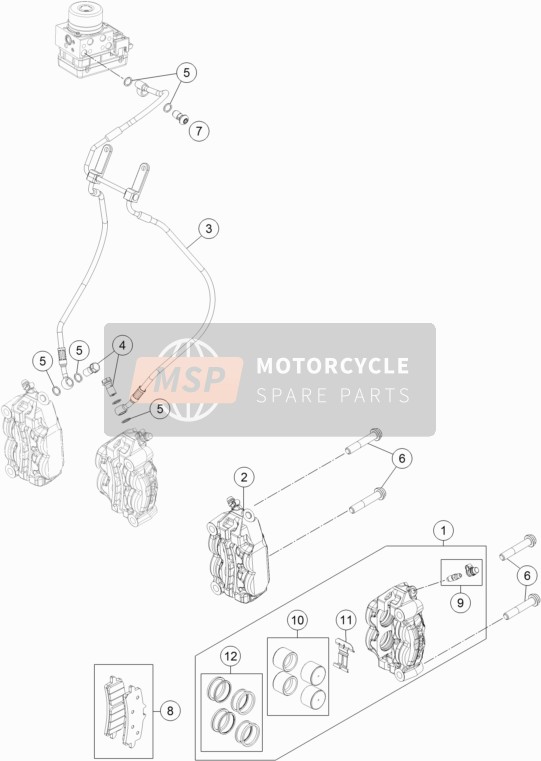 KTM 1290 SUPERDUKE R BLACK ABS USA 2016 Étrier de frein avant pour un 2016 KTM 1290 SUPERDUKE R BLACK ABS USA