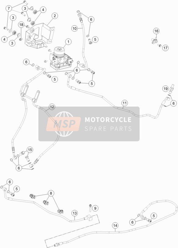 KTM 1290 SUPERDUKE R ORANGE ABS Europe 2014 Anti-Lock System ABS for a 2014 KTM 1290 SUPERDUKE R ORANGE ABS Europe