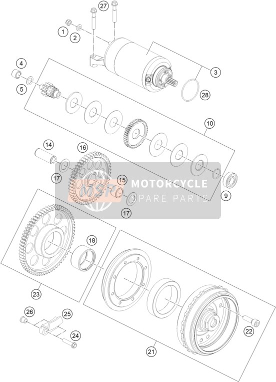 KTM 1290 SUPERDUKE R ORANGE ABS USA 2014 Arrancador eléctrico para un 2014 KTM 1290 SUPERDUKE R ORANGE ABS USA