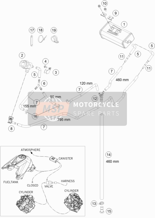 KTM 1290 SUPERDUKE R ORANGE ABS USA 2014 Evaporative Canister for a 2014 KTM 1290 SUPERDUKE R ORANGE ABS USA