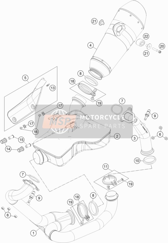 KTM 1290 SUPERDUKE R ORANGE ABS Europe 2014 Exhaust System for a 2014 KTM 1290 SUPERDUKE R ORANGE ABS Europe