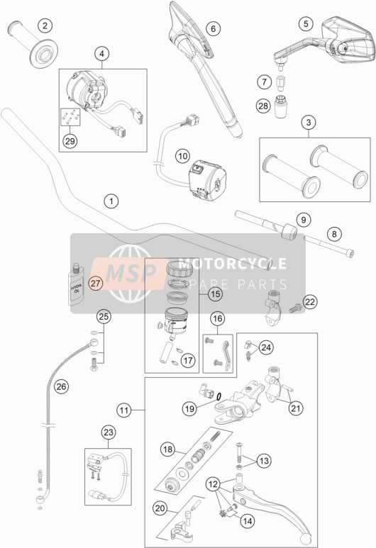 KTM 1290 SUPERDUKE R ORANGE ABS Europe 2014 Guidon, Les contrôles pour un 2014 KTM 1290 SUPERDUKE R ORANGE ABS Europe