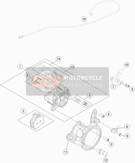 KTM 1290 SUPERDUKE R ORANGE ABS USA 2014 Rear Brake Caliper for a 2014 KTM 1290 SUPERDUKE R ORANGE ABS USA