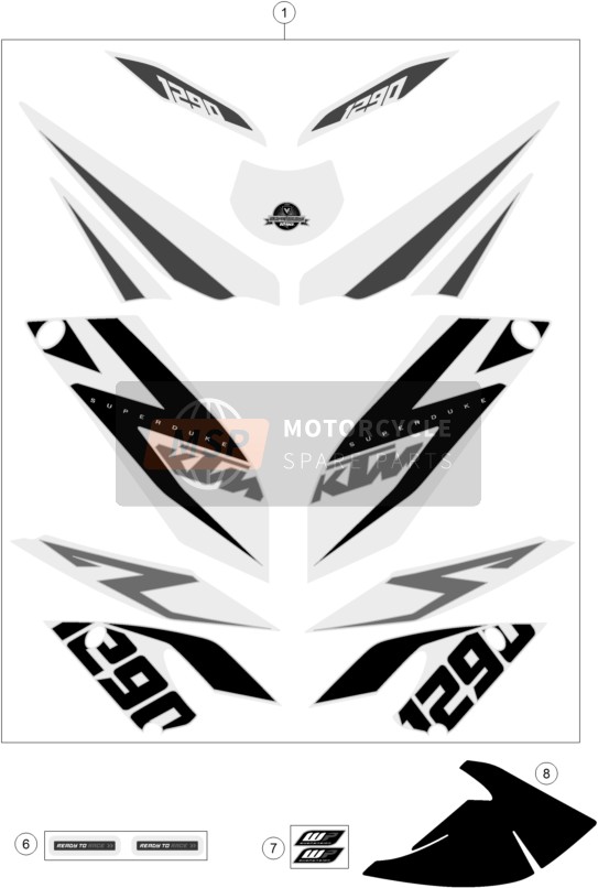 KTM 1290 SUPERDUKE R ORANGE ABS Europe 2015 Decal for a 2015 KTM 1290 SUPERDUKE R ORANGE ABS Europe