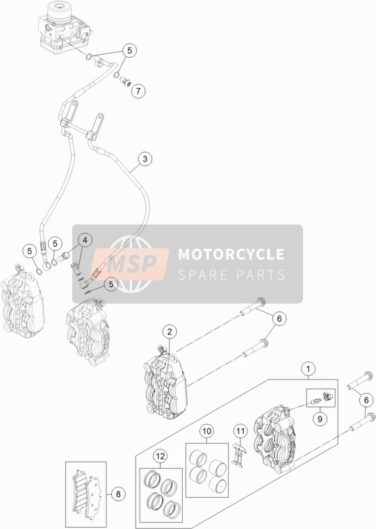 KTM 1290 SUPERDUKE R ORANGE ABS USA 2015 Front Brake Caliper for a 2015 KTM 1290 SUPERDUKE R ORANGE ABS USA