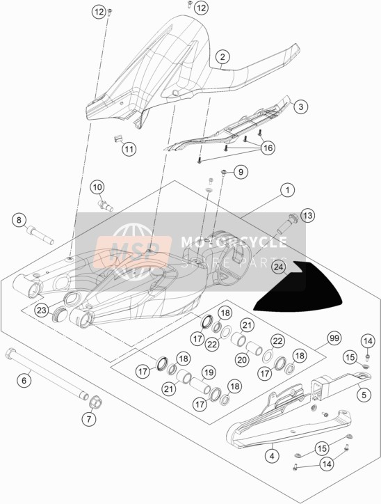 KTM 1290 SUPERDUKE R ORANGE ABS Australia 2015 Zwenkarm voor een 2015 KTM 1290 SUPERDUKE R ORANGE ABS Australia