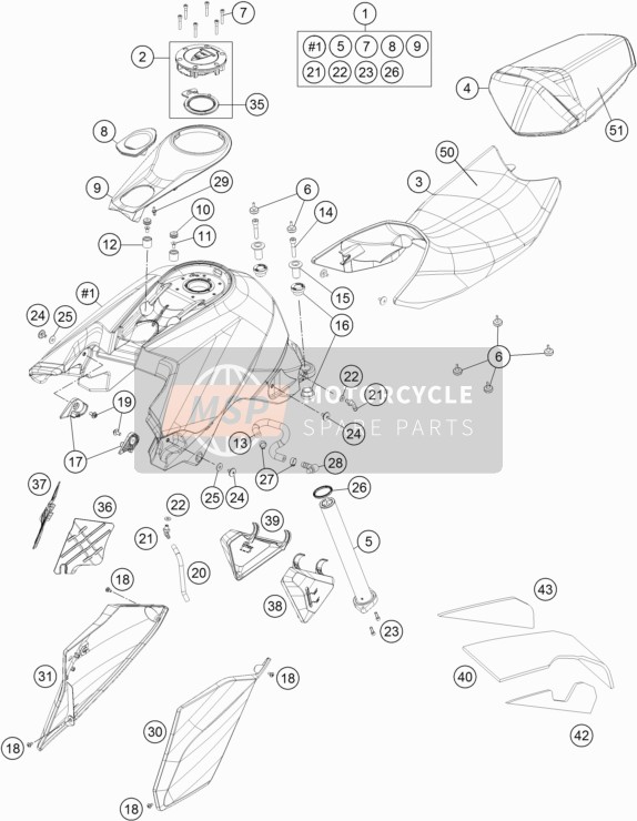 KTM 1290 SUPERDUKE R ORANGE ABS Europe 2015 Tank, Seat for a 2015 KTM 1290 SUPERDUKE R ORANGE ABS Europe