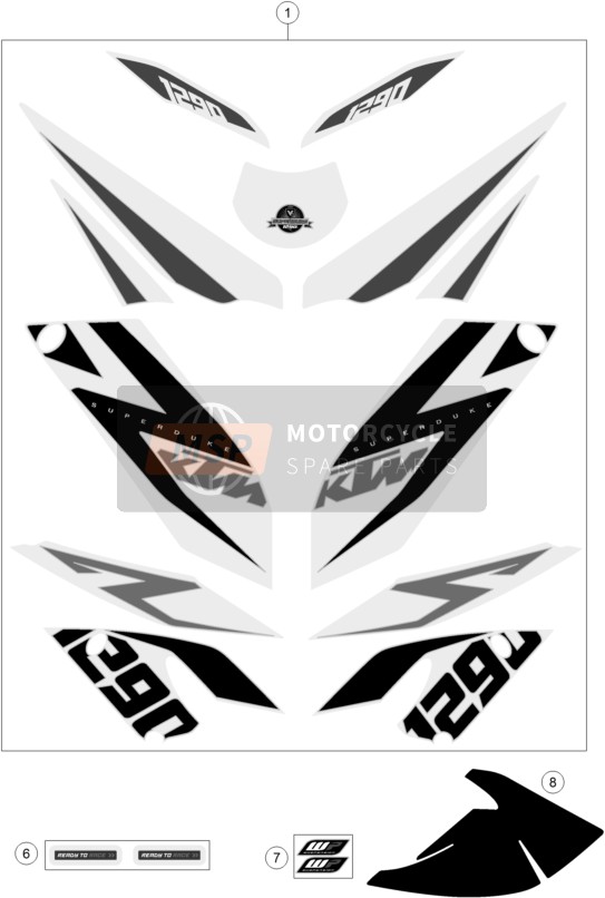 KTM 1290 SUPERDUKE R ORANGE ABS China 2016 Decal for a 2016 KTM 1290 SUPERDUKE R ORANGE ABS China