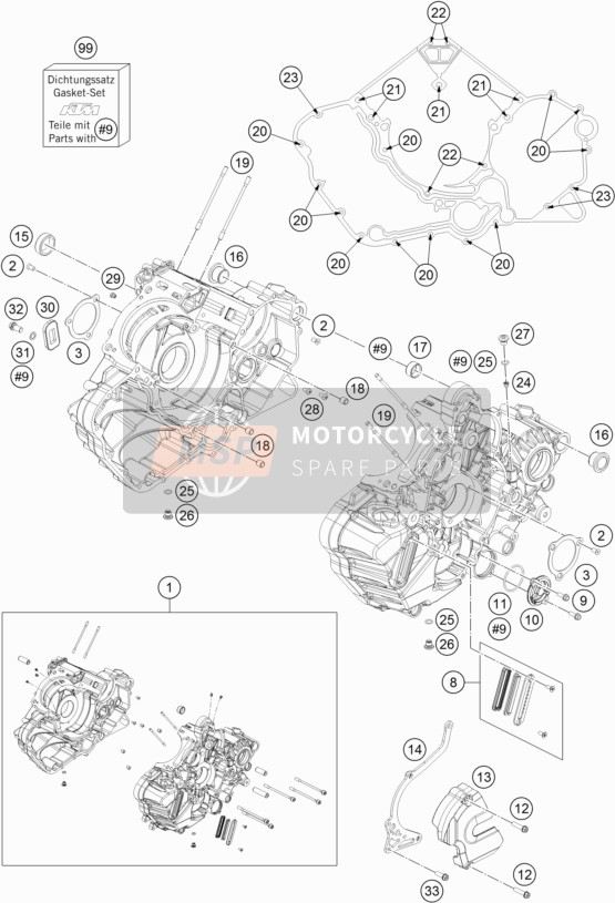 KTM 1290 SUPERDUKE R ORANGE ABS USA 2016 Caja del motor para un 2016 KTM 1290 SUPERDUKE R ORANGE ABS USA