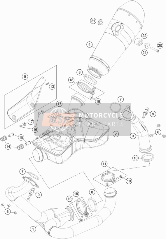 KTM 1290 SUPERDUKE R ORANGE ABS USA 2016 Exhaust System for a 2016 KTM 1290 SUPERDUKE R ORANGE ABS USA