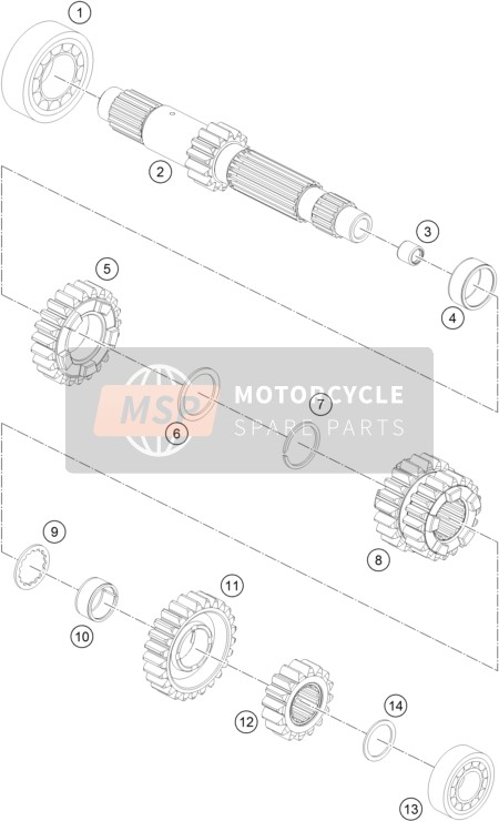 KTM 1290 SUPERDUKE R ORANGE ABS France 2016 Transmisión I - Eje principal para un 2016 KTM 1290 SUPERDUKE R ORANGE ABS France