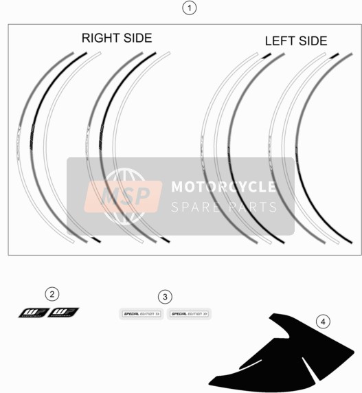 KTM 1290 SUPERDUKE R S.E. ABS Europe 2016 Decal for a 2016 KTM 1290 SUPERDUKE R S.E. ABS Europe