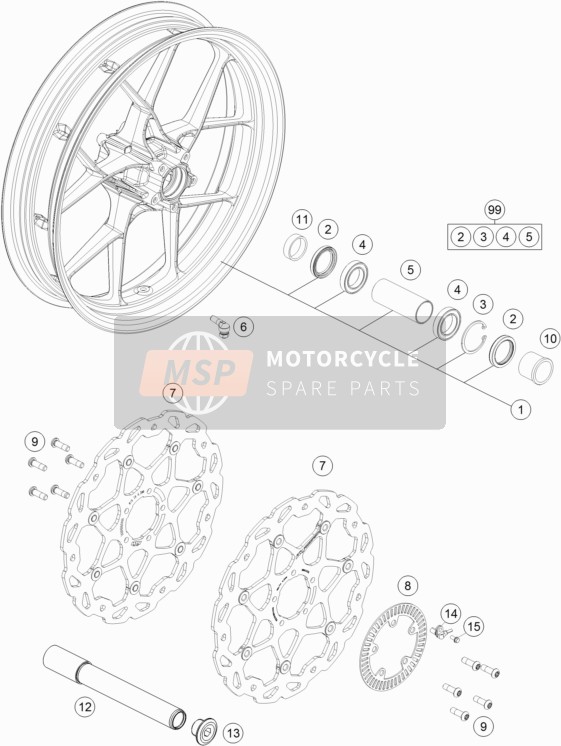 KTM 1290 SUPERDUKE R S.E. ABS Australia 2016 Front Wheel for a 2016 KTM 1290 SUPERDUKE R S.E. ABS Australia