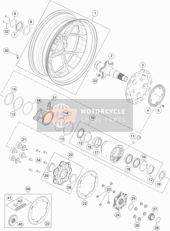 KTM 1290 SUPERDUKE R S.E. ABS France 2016 Rear Wheel for a 2016 KTM 1290 SUPERDUKE R S.E. ABS France