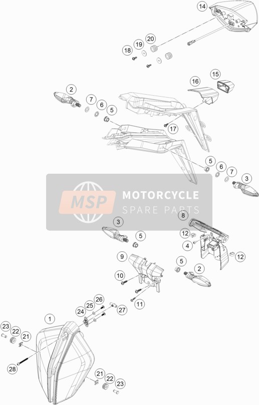 KTM 1290 SUPERDUKE R WHITE USA 2017 Lighting System for a 2017 KTM 1290 SUPERDUKE R WHITE USA