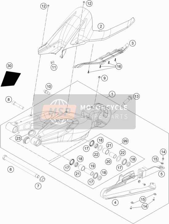 KTM 1290 SUPERDUKE R WHITE Europe 2017 Swing Arm for a 2017 KTM 1290 SUPERDUKE R WHITE Europe