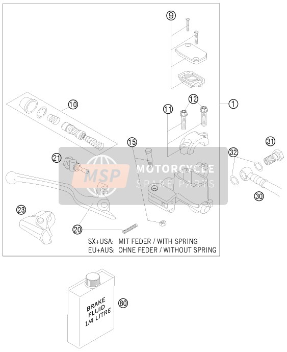 KTM 144 SX USA 2008 Front Brake Control for a 2008 KTM 144 SX USA