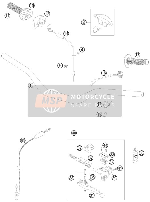 KTM 144 SX USA 2008 Handlebar, Controls for a 2008 KTM 144 SX USA