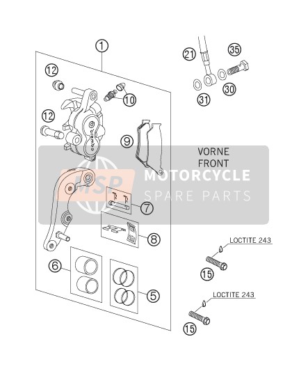 KTM 144 SX USA 2007 Pinza de freno delantero para un 2007 KTM 144 SX USA