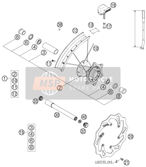 KTM 144 SX USA 2007 Voorwiel voor een 2007 KTM 144 SX USA