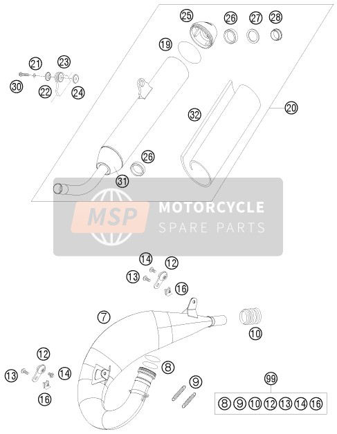 KTM 150 SX USA 2009 Système d'échappement pour un 2009 KTM 150 SX USA