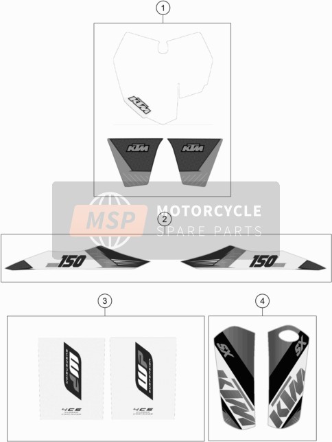 KTM 150 SX USA 2015 Decal for a 2015 KTM 150 SX USA