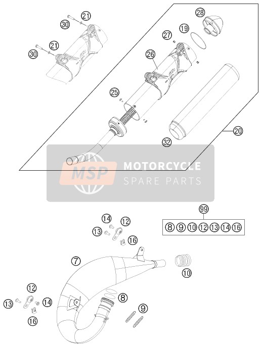 KTM 150 SX Europe 2015 Uitlaatsysteem voor een 2015 KTM 150 SX Europe