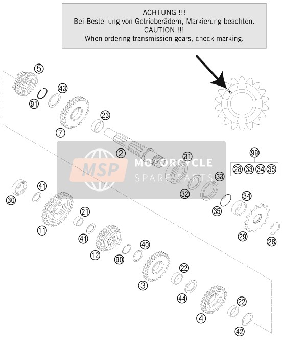 KTM 150 SX USA 2015 Transmission II - Counter Shaft for a 2015 KTM 150 SX USA