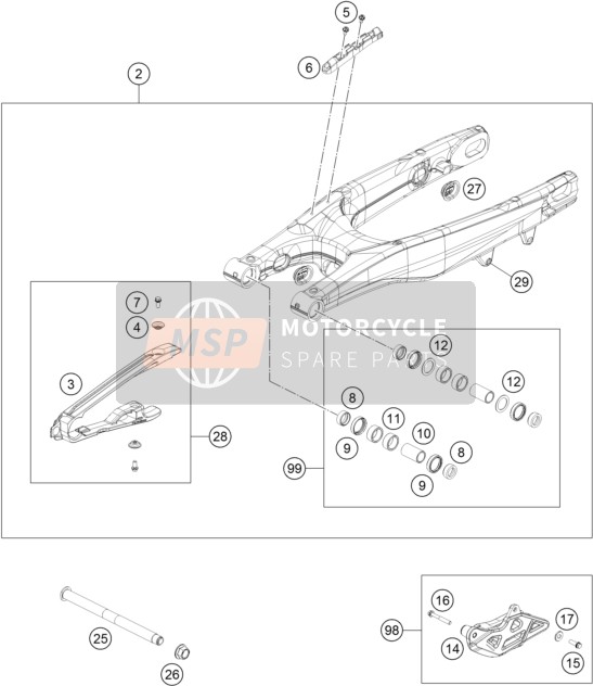 KTM 150 SX Europe 2018 Swing Arm for a 2018 KTM 150 SX Europe