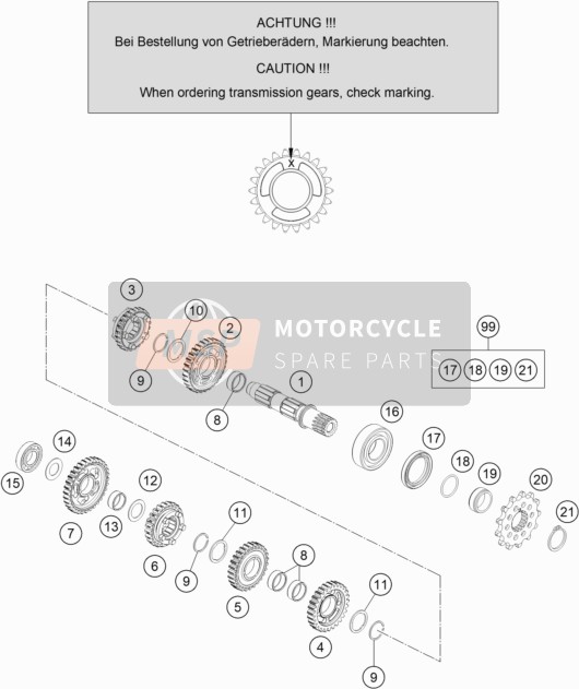 KTM 150 SX USA 2019 Transmissie II - Tegenas voor een 2019 KTM 150 SX USA