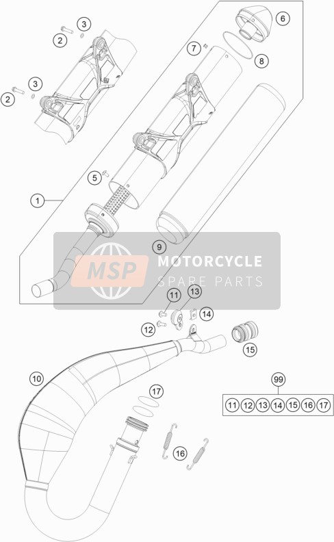 KTM 150 XC-W USA 2017 Exhaust System for a 2017 KTM 150 XC-W USA