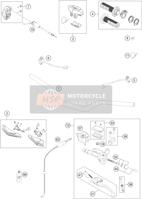 KTM 150 XC-W USA 2017 Stuur, Besturing voor een 2017 KTM 150 XC-W USA